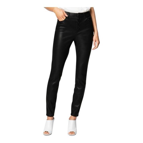 Blank NYC Pants 28 Black Faux‎ Leather High Rise Skinny Button Fly Great Jones - Picture 15 of 15